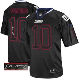 Nike New York Giants #10 Eli Manning Lights Out Black Mens Stitched NFL Elite Autographed Jersey