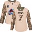 Adidas Colorado Avalanche #7 Devon Toews Camo Womens 2022 Stanley Cup Final Patch Authentic Veterans Day Stitched NHL Jersey Womens