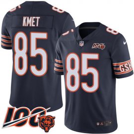 Nike Chicago Bears #85 Cole Kmet Navy Blue Team Color Mens Stitched NFL 100th Season Vapor Untouchable Limited Jersey