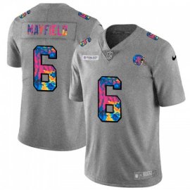 Cleveland Browns #6 Baker Mayfield Mens Nike Multi-Color 2020 NFL Crucial Catch NFL Jersey Greyheather