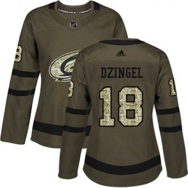 Adidas Carolina Hurricanes #18 Ryan Dzingel Green Salute to Service Womens Stitched NHL Jersey