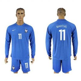 France #11 Martial Home Long Sleeves Soccer Country Jersey