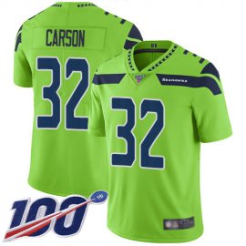 Nike Seattle Seahawks #32 Chris Carson Green Mens Stitched NFL Limited Rush 100th Season Jersey