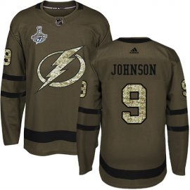 Adidas Tampa Bay Lightning #9 Tyler Johnson Green Salute to Service Youth 2020 Stanley Cup Champions Stitched NHL Jersey