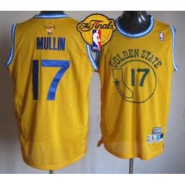 Warriors #17 Chris Mullin Gold Throwback The Finals Patch Stitched NBA Jersey