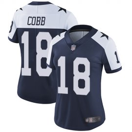 Nike Dallas Cowboys #18 Randall Cobb Navy Blue Thanksgiving Womens Stitched NFL Vapor Untouchable Limited Throwback Jersey