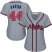 Atlanta Braves #44 Hank Aaron Grey Road Womens Stitched MLB Jersey