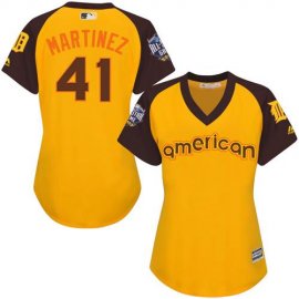 Detroit Tigers #41 Victor Martinez Gold 2016 All-Star American League Womens Stitched MLB Jersey