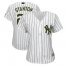 New York Yankees #27 Giancarlo Stanton White Strip 2018 Memorial Day Cool Base Womens Stitched MLB Jersey