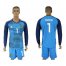 Argentina #1 Romero Blue Long Sleeves Goalkeeper Soccer Country Jersey