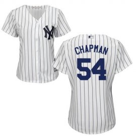 New York Yankees #54 Aroldis Chapman White Strip Home Womens Stitched MLB Jersey