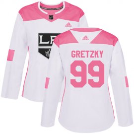 Adidas Los Angeles Kings #99 Wayne Gretzky White/Pink Authentic Fashion Womens Stitched NHL Jersey
