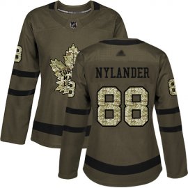 Adidas Toronto Maple Leafs #88 William Nylander Green Salute to Service Womens Stitched NHL Jersey