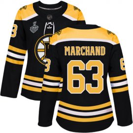Adidas Boston Bruins #63 Brad Marchand Black Home Authentic Stanley Cup Final Bound Womens Stitched NHL Jersey