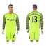 Manchester City #13 Caballero Shiny Green Goalkeeper Long Sleeves Soccer Club Jersey