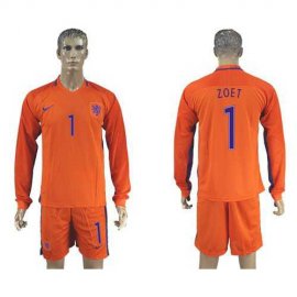 Holland #1 Zoet Home Long Sleeves Soccer Country Jersey