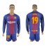 Barcelona #19 Digne Home Long Sleeves Soccer Club Jersey