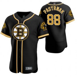 Boston Bruins #88 David Pastrnak Mens 2020 NHL x MLB Crossover Edition Baseball Jersey Black