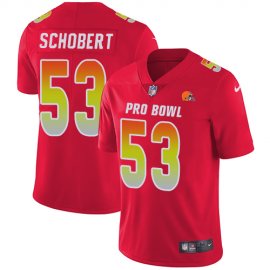 Nike Cleveland Browns #53 Joe Schobert Red Mens Stitched NFL Limited AFC 2018 Pro Bowl Jersey