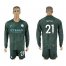 Manchester City #21 Silva Sec Away Long Sleeves Soccer Club Jersey