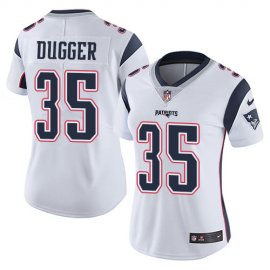 Nike New England Patriots #35 Kyle Dugger White Womens Stitched NFL Vapor Untouchable Limited Jersey
