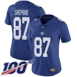 Nike New York Giants #87 Sterling Shepard Royal Blue Team Color Womens Stitched NFL 100th Season Vapor Limited Jersey