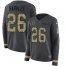 Nike New York Giants #26 Saquon Barkley Anthracite Salute to Service Womens Stitched NFL Limited Therma Long Sleeve Jersey