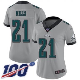 Nike Philadelphia Eagles #21 Jalen Mills Silver Womens Stitched NFL Limited Inverted Legend 100th Season Jersey