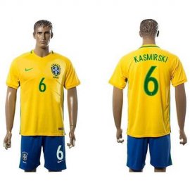 Brazil #6 Kasmirski Home Soccer Country Jersey