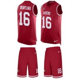 Nike San Francisco 49ers #16 Joe Montana Red Team Color Mens Stitched NFL Limited Tank Top Suit Jersey
