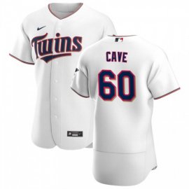 Minnesota Twins #60 Jake Cave Mens Nike White Home 2020 Authentic Player MLB Jersey