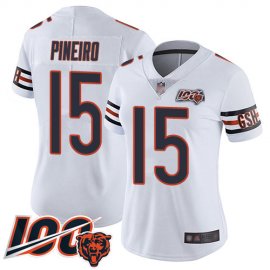 Nike Chicago Bears #15 Eddy Pineiro White Womens Stitched NFL 100th Season Vapor Limited Jersey
