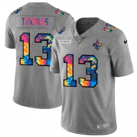 New Orleans New Orleans Saints #13 Michael Thomas Mens Nike Multi-Color 2020 NFL Crucial Catch NFL Jersey Greyheather