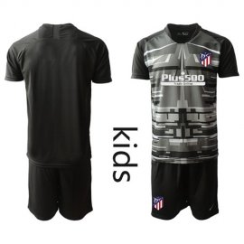Atletico Madrid Blank Black Goalkeeper Kid Soccer Club Jersey