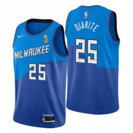Nike Milwaukee Bucks #25 Mamadi Diakite 2021 NBA Finals Champions City Edition Jersey Blue Mens
