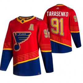 St. Louis Blues #91 Vladimir Tarasenko Red Mens Adidas 2020-21 Reverse Retro Alternate NHL Jersey