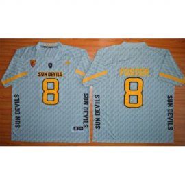 Arizona State Sun Devils #8 D. J. Foster New Grey Stitched NCAA Basketball Jersey