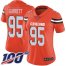Nike Cleveland Browns #95 Myles Garrett Orange Alternate Womens Stitched NFL 100th Season Vapor Limited Jersey
