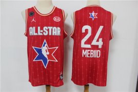 Mens Philadelphia 76ers #24 Joel Embiid Red Jordan Brand 2020 All-Star Game Swingman Stitched NBA Jersey