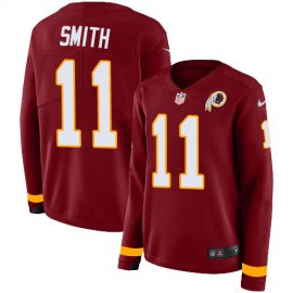 Nike Washington Football Team #11 Alex Smith Burgundy Red Team Color Womens Stitched NFL Limited Therma Long Sleeve Jersey