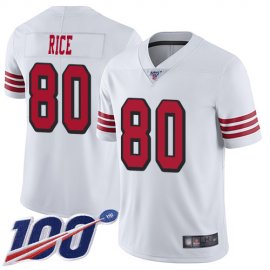 Nike San Francisco 49ers #80 Jerry Rice White Rush Mens Stitched NFL Limited 100th Season Jersey