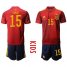 Spain #15 Ramos Red Home Kid Soccer Country Jersey