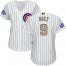 Chicago Cubs #9 Javier Baez White(Blue Strip) 2017 Gold Program Cool Base Womens Stitched MLB Jersey