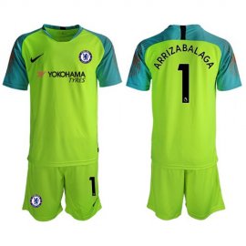 Chelsea #1 Arrizabalaga Shiny Green Goalkeeper Soccer Club Jersey
