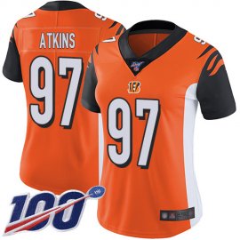 Nike Cincinnati Bengals #97 Geno Atkins Orange Alternate Womens Stitched NFL 100th Season Vapor Limited Jersey