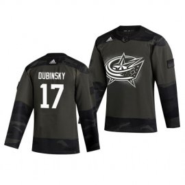Columbus Blue Jackets #17 Brandon Dubinsky Adidas 2019 Veterans Day Mens Authentic Practice NHL Jersey Camo