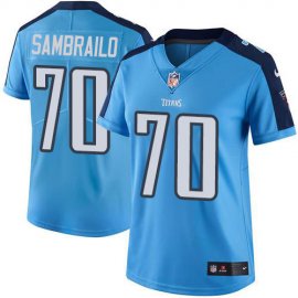 Nike Tennessee Titans #70 Ty Sambrailo Light Blue Womens Stitched NFL Limited Rush Jersey