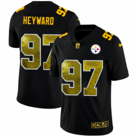 Pittsburgh Steelers #97 Cameron Heyward Mens Black Nike Golden Sequin Vapor Limited NFL Jersey