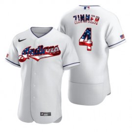 Cleveland Indians #4 Bradley Zimmer Mens Nike White Fluttering USA Flag Limited Edition Authentic MLB Jersey