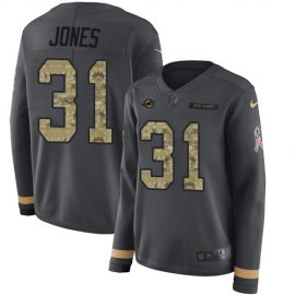 Nike Miami Dolphins #31 Byron Jones Anthracite Salute to Service Womens Stitched NFL Limited Therma Long Sleeve Jersey